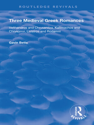 cover image of Three Medieval Greek Romances